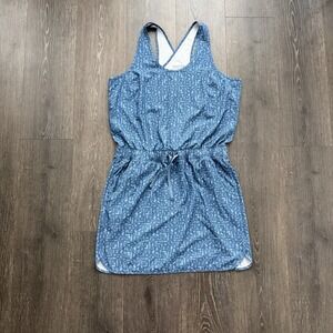 Patagonia Womens Fleetwith Outdoor Dress Blue Swamp Stamp Athletic Hiking Sz L